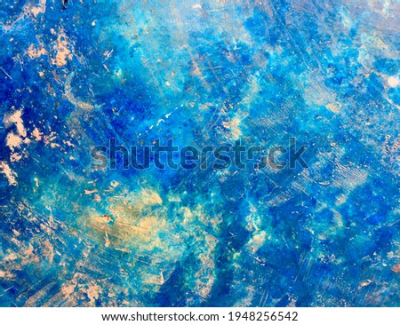 Blue concrete floor with sea watermark, sea watercolor background picture.
