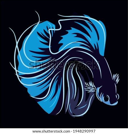 Elegant blue betta fish are suitable for community logos or merchandise logos