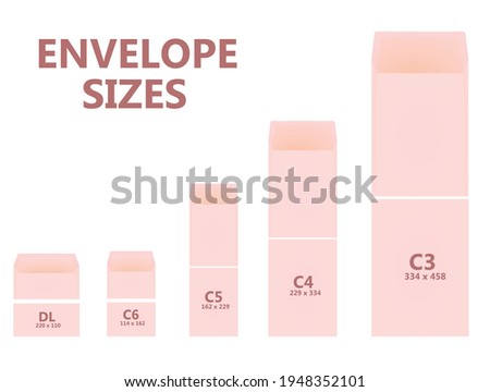 Envelope sizes with dimensions. vector