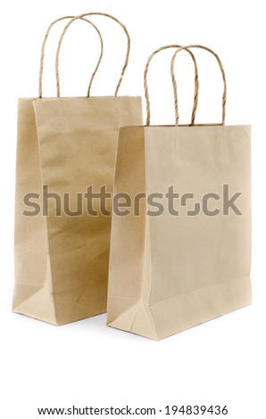 Recycled Shopping Brown paper bag on white background . 