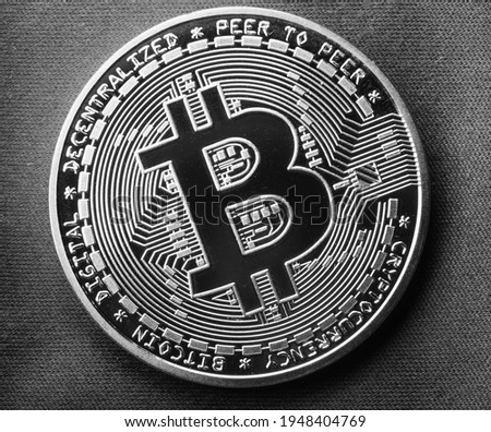 Gold Bitcoin coin. Physical representation of Cryptocurrency Bitcoin. Digital Gold. Blockchain and Crypto concept