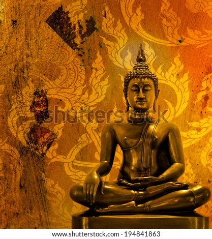 Buddha statue on grunge background.