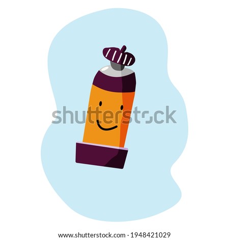 Cartoon style hand drawn funny watercolour tube. Isolated doodle vector design element.