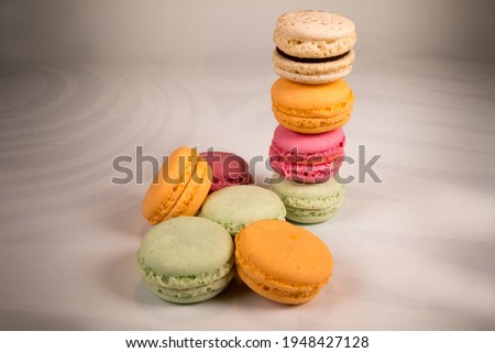 Colorful and tasty Macaron cakes. Small French cakes. Background