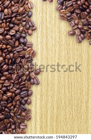 Roasted coffee bean on grunge  wood
