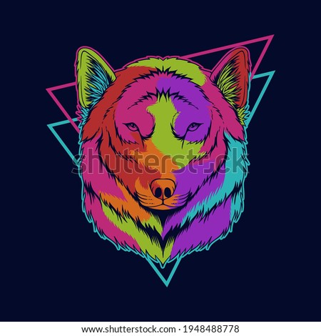 Wolf head colorful vector illustration for your company or brand