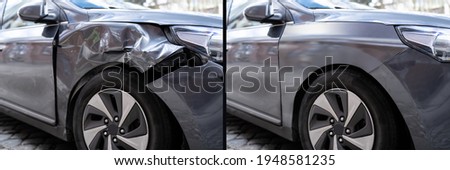 Photo Of Car Dent Repair Before And After Royalty-Free Stock Photo #1948581235