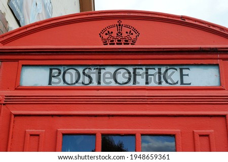 Part of Old K2 Red Telephone Kiosk with Glass Post Office Sign and Crown