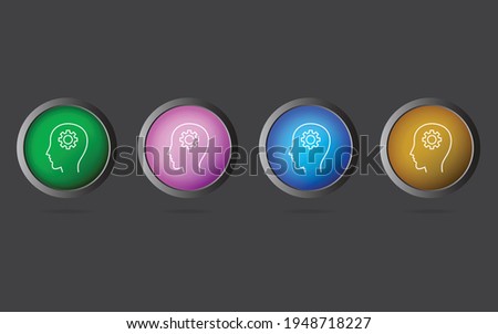 Very Useful Editable Human Head Line Icon on 4 Colored Buttons.