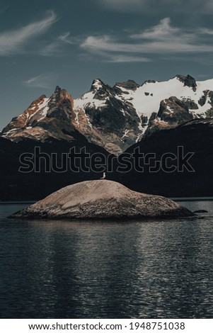 high snowy mountains in a covered air