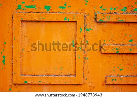 Orange color rusted metal iron surface industrial texture, empty blank background, weathered grungy pattern