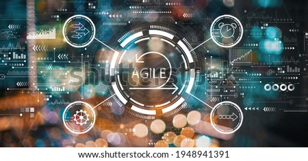 Agile concept with blurred city abstract lights background