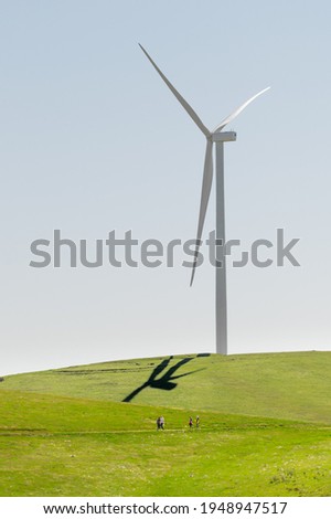 Horizontal-Axis Wind Turbine. this picture show the scale of how big a modern wind turbine is.