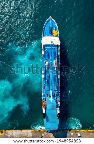 Aerial Summer View of Ferry Mooring in Egina, Greece - Vibrant Island Transportation