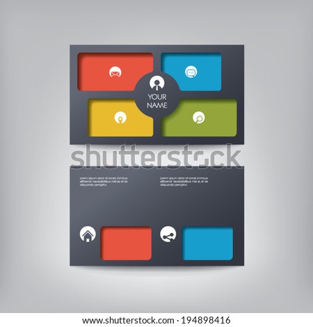 Modern blank business card template with contemporary flat design interface. Eps10 vector illustration.