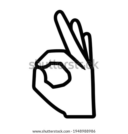 Okay, OK or ring hand gesture sign line art vector icon for apps and website Royalty-Free Stock Photo #1948988986