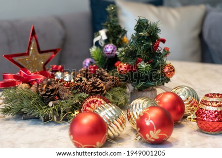Preparing Christmas tree ornaments and decorations