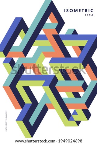 Abstract isometric geometric shape design template background modern art style. Design element can be used for poster, backdrop, publication, brochure, flyer, leaflet, vector illustration