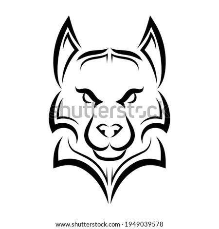 Black and white line art of wolf head. Good use for symbol, mascot, icon, avatar, tattoo, T Shirt design, logo or any design you want.