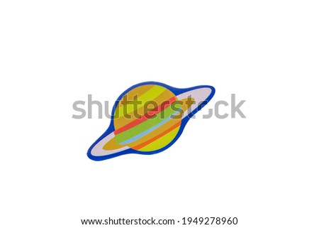 Cardboard planet Saturn on a white background, isolated
