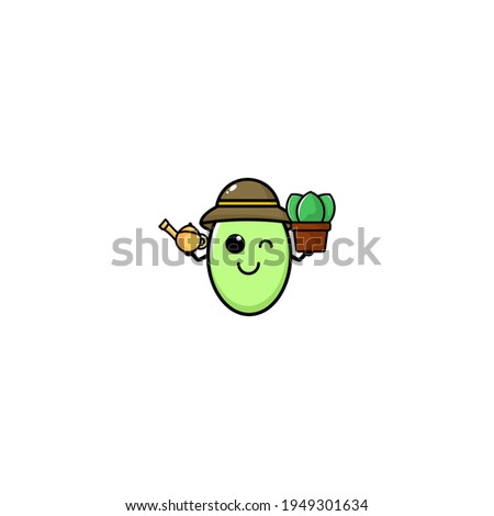 Cute Gardener White Radish Cartoon Character Vector Illustration Design. Outline, Cute, Funny Style. Recomended For Children Book, Cover Book, And Other.