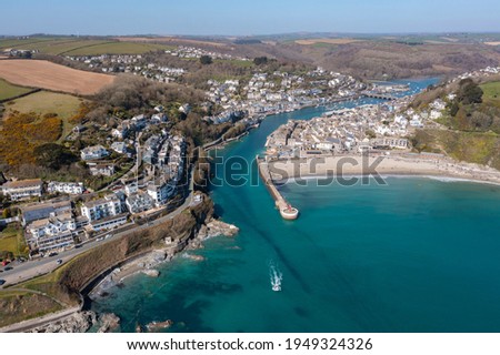 Aerial photograph of Looe, Cornwall, England. Royalty-Free Stock Photo #1949324326