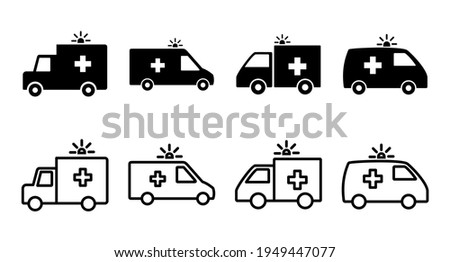 Ambulance icon set. ambulance truck icon vector. ambulance car