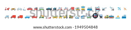All Transport Vector Icons Set. Transportation, Logistics, Delivery, Shipping, Railway, Airways, Ambulance, Emergency car symbols, emojis, emoticons, vector illustration icons collection Royalty-Free Stock Photo #1949504848