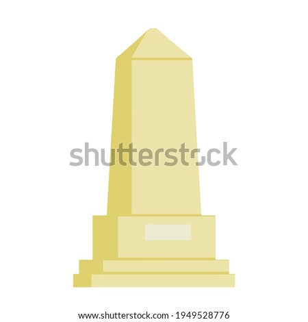 Obelisk. White stone monument. Historical monument. High pillar memorial and column. Flat illustration isolated on white Royalty-Free Stock Photo #1949528776