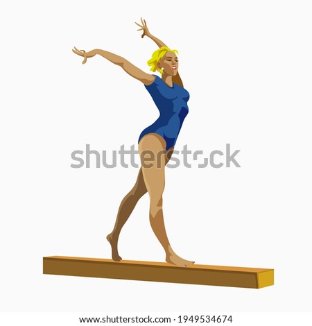 Artistic Gymnastics Balance Beam Athletes Sportswoman Games Set. Sporting Championship People Set Competition. Sport Infographic Gymnastic events Vector Image