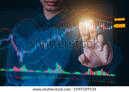 Businessmen use the index finger to touch the icon for future web technology icons that work in digital charts, business strategy concepts, Business man concepts, technology concepts.