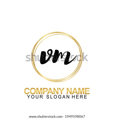 Handwriting Initial Logo Design Letter VM