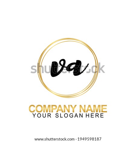 Handwriting Initial Logo Design Letter VA