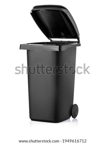 Black garbage bin on the white background with clipping path Royalty-Free Stock Photo #1949616712
