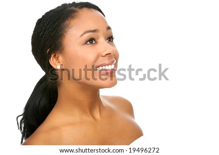 Beautiful young woman. Isolated over  white background