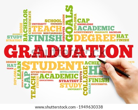 GRADUATION is the award of academic degree, word cloud concept background