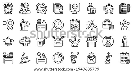 Rush job icons set. Outline set of rush job vector icons for web design isolated on white background Royalty-Free Stock Photo #1949685799