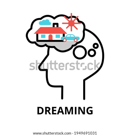 Icon concept of Dreaming, brain process collection, flat editable line vector illustration, for graphic and web design