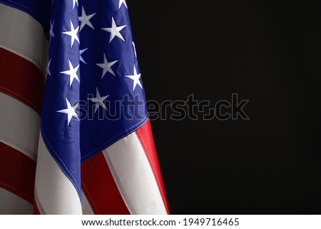 National flag of America on black background, space for text. Memorial day celebration