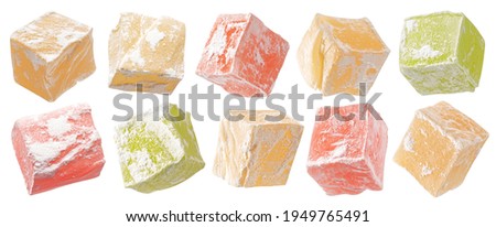 Turkish Delight isolated on white background with clipping path Royalty-Free Stock Photo #1949765491