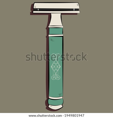 T-shaped razor hand drawing icon outline symbol on dark background. Vector
