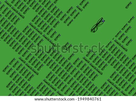 Lots of Spectacles Isolated With Green Background 