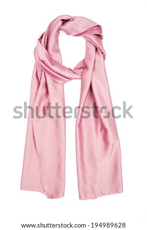 Pink silk scarf isolated on white background Royalty-Free Stock Photo #194989628