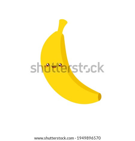 Cute kawaii banana icon. Clipart image isolated on white background