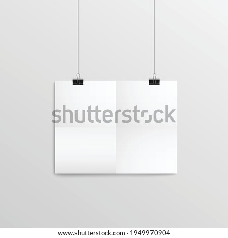 Template of hanging empty paper panel realistic vector illustration isolated.