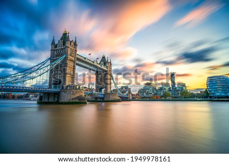 Tower Bridge at sunset. London - long exposure