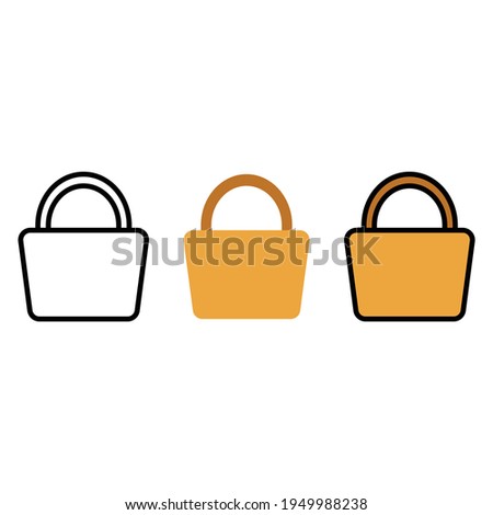 icon bag with brown color, shopping icon set, shopping bag icon with various styles