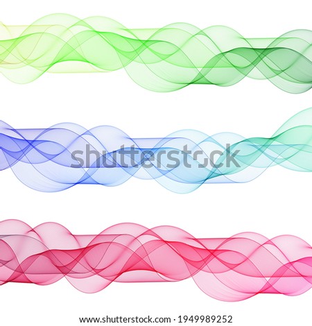 Set of colored waves. Abstract vector graphics