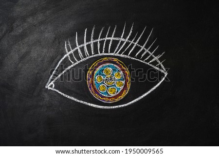 Pesach dishes reflected in the human eye