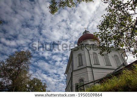 The church on Solovetsky Island on the background of picturesque clouds